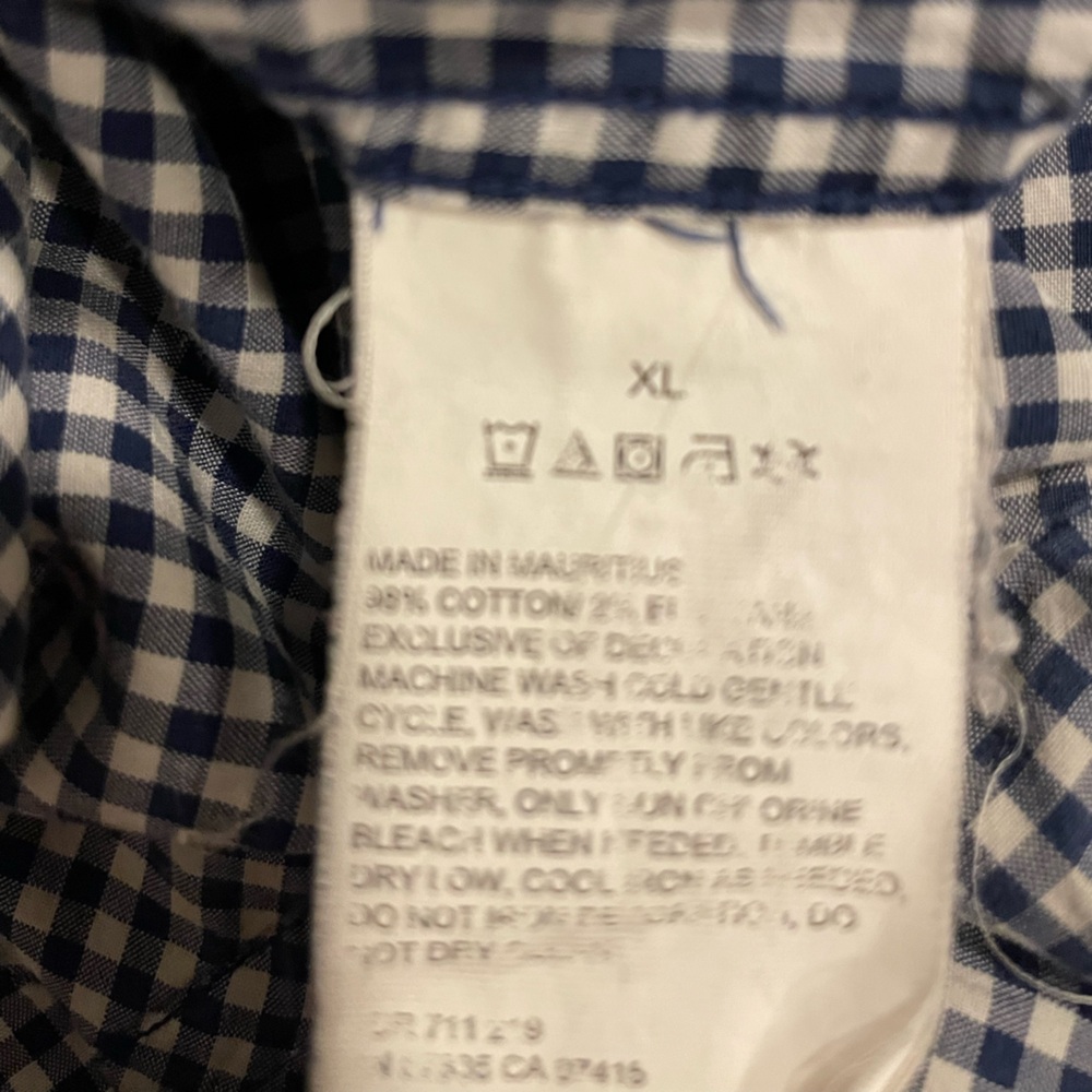 Nautica Men's Navy and White Gingham Button-Down Shirt Size XL - Picture 4 of 4